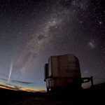 Comet Lovejoy Streaks Past Desert Telescope