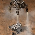 Curiosity, the big rover of This artist's concept depicts the moment that NASA's Curiosity rover touches down onto the Martian surface