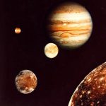 Jupiter and its four planet-size moons