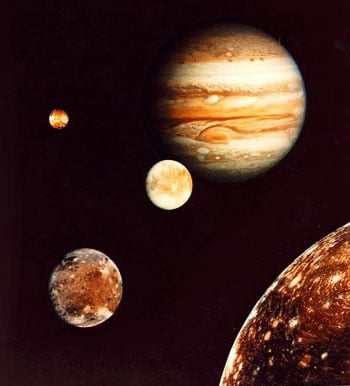 Jupiter and its four planet-size moons