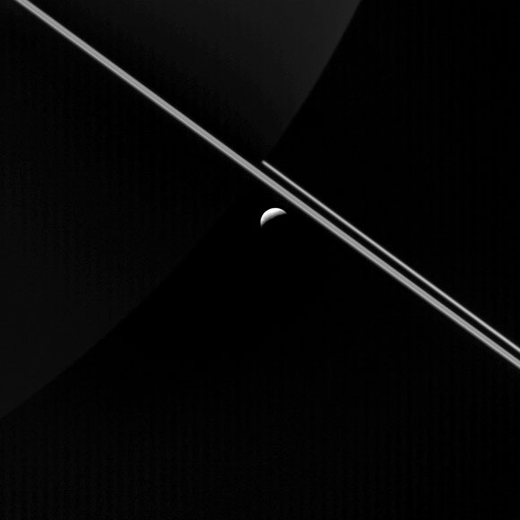 New Cassini Image of Saturn’s Rings and the Icy Moon Enceladus