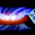 artist's impression shows a binary system containing a stellar-mass black hole called IGR J17091-3624