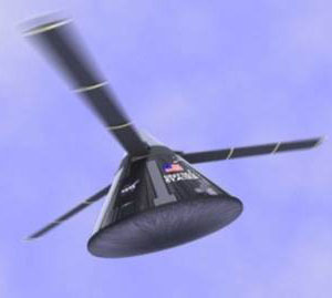 concept shows a capsule flying back to Earth with a rotor blade system