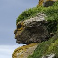 Rock formation resembling a human face in Ebihens, France