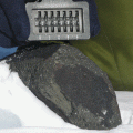 meteorite analyzed in the study at its collection site in Antarctica