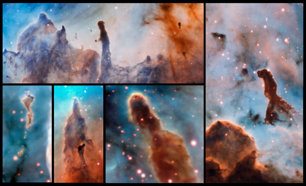 New Observations of the Vast Pillar-Like Structures within the Carina Nebula