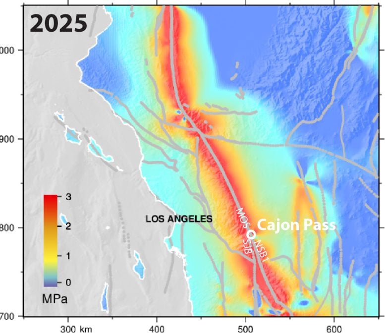2025 Coulomb Stress Map of Southern San Andreas Fault