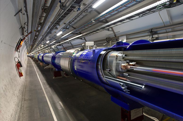 LHC 偶极子对撞机的 3D 渲染