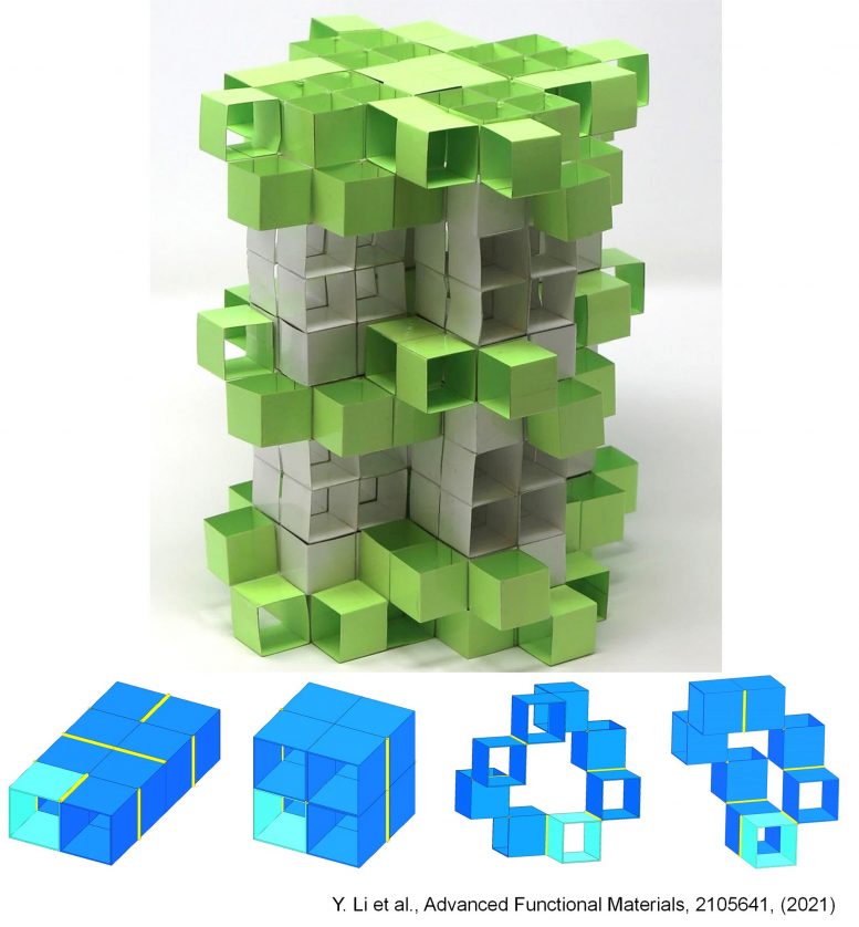 3D Kirigami Building Blocks Dynamic Metamaterial Structures