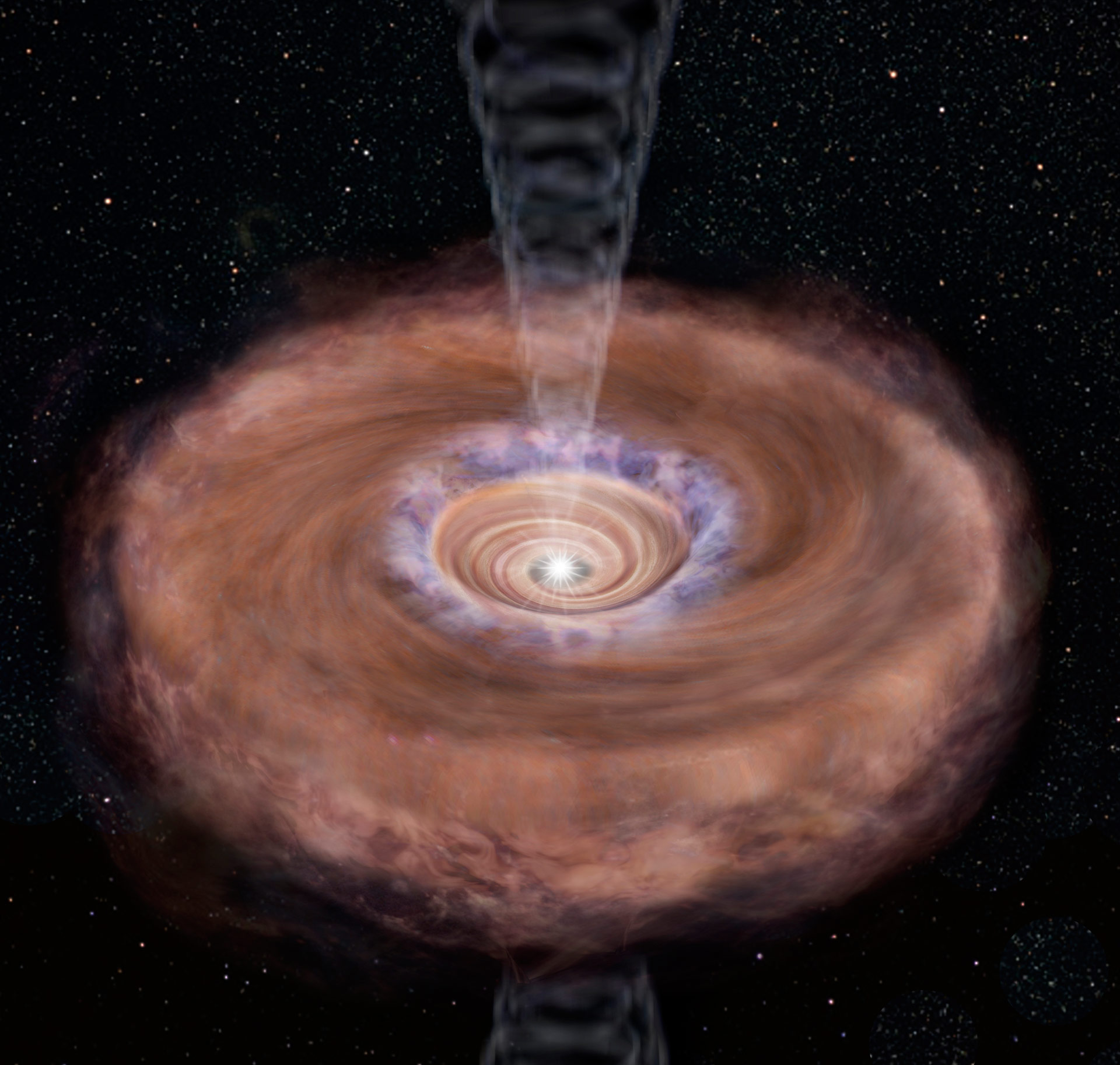 Illustration of rotating-infalling gas toward a protostar. 