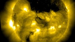 A Gigantic Coronal Hole Hovering Over the Suns North Pole