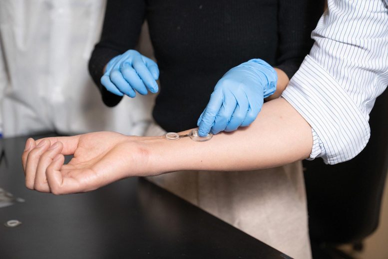 A Smart Bandage Applied to the Skin of a Volunteer