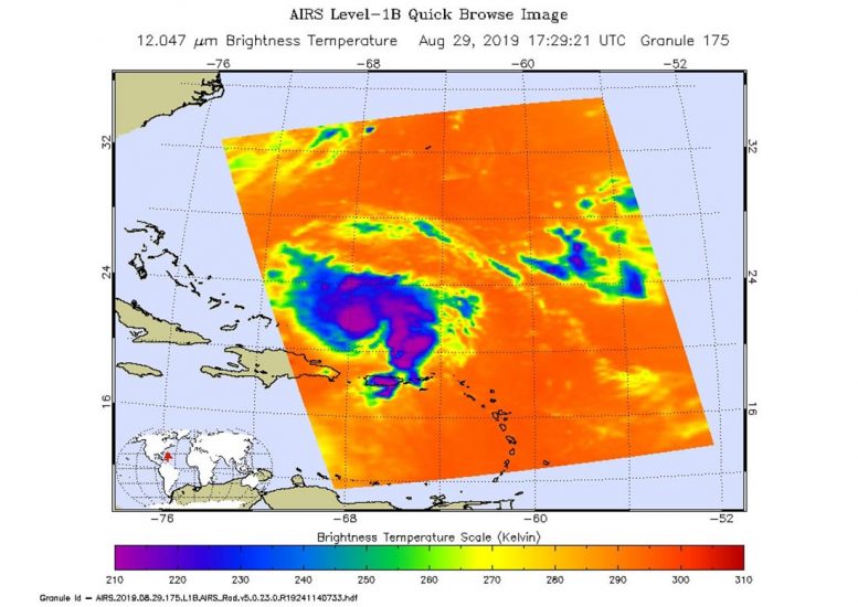 AIRS Infrared Image of Hurricane Dorian
