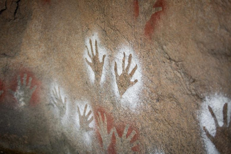 Aboriginal Hand Painting Rock Cave Wall