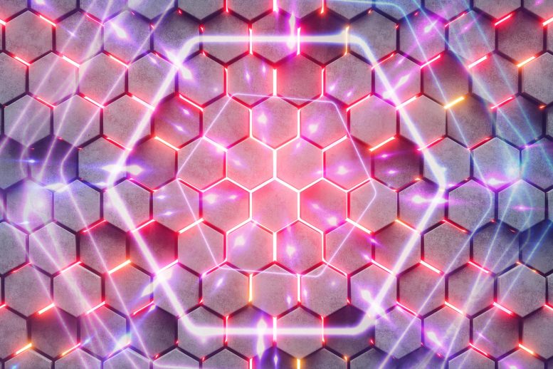 Abstract Hexagons Neon Glowing Energy Physics Illustration