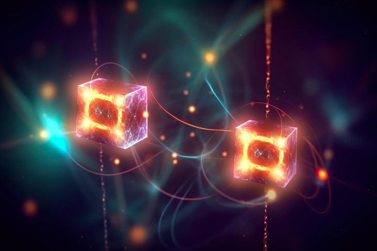 Abstract Physics Quantum Entanglement Qubit Concept