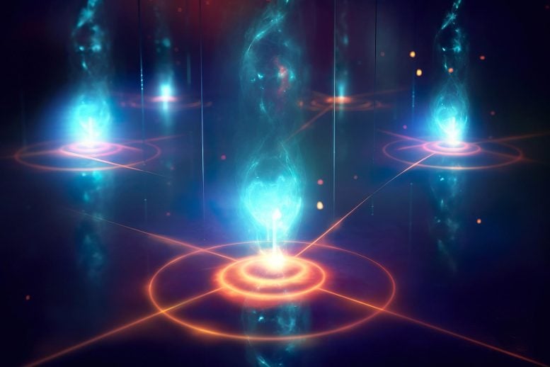 Abstract Physics Quantum Teleportation Concept