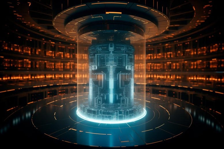 Advanced Futuristic Quantum Computer Art Concept