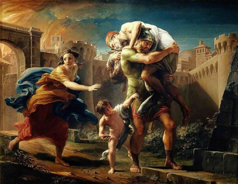 Aeneas Fleeing the Burning City of Troy