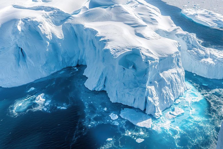 Aerial Perspective Melting Iceberg Antarctica