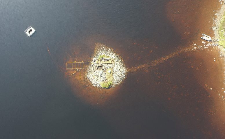 Aerial View of Island at Loch Bhorgastai
