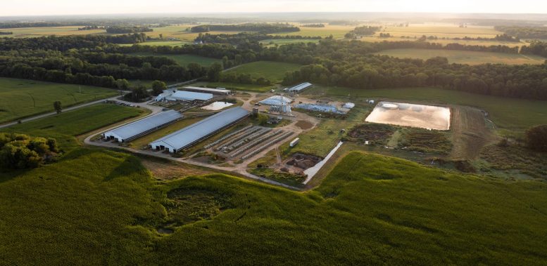 Aerial View of Michigan Dairy Farm and Fields