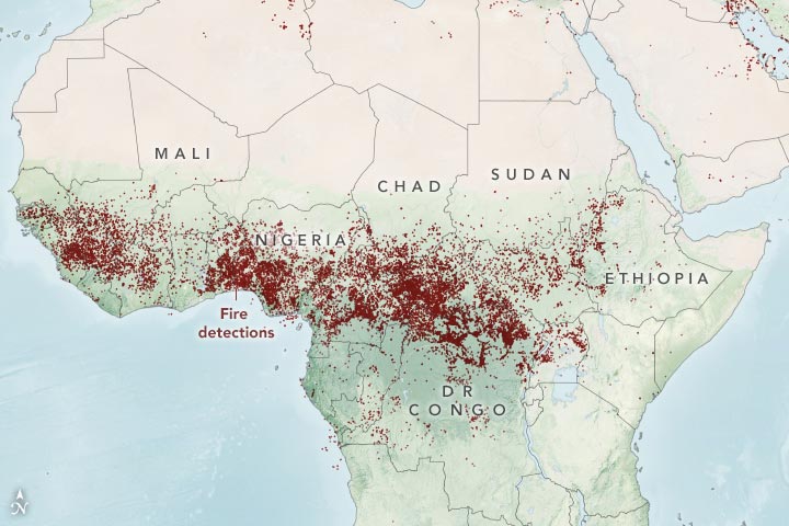 Africa Fire Detections Map February 2020 Annotated