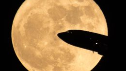 Aircraft Front of Supermoon