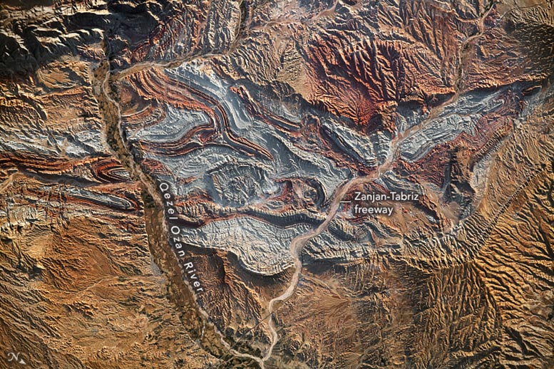 Aladaghlar Mountains From Space Station Annotated