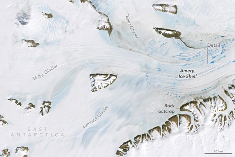 Amery Ice Shelf Meltwater Ponds Annotated