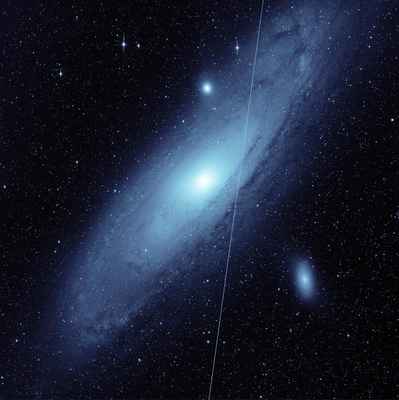 Andromeda With Starlink Streak