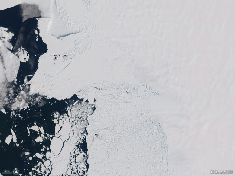 Antarctic Ice Shelf Satellite View