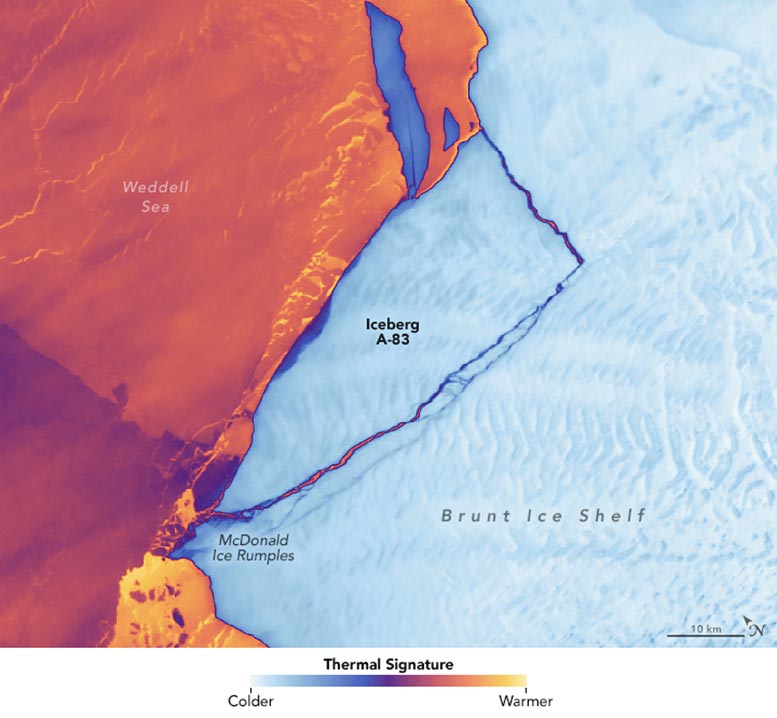 Antarctic Ice Shelf Spawns Iceberg A-83 Annotated