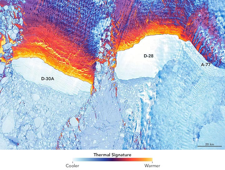 Antarctic Iceberg Thermal Signatures March 2022 Annotated