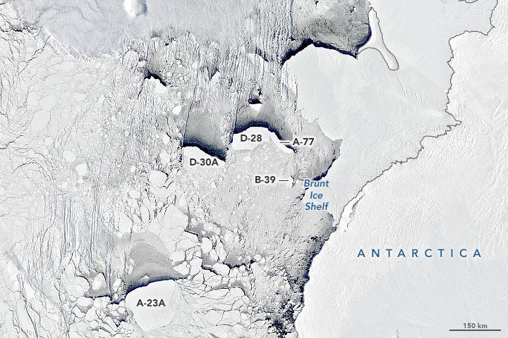 Antarctic Icebergs March 2022 Annotated