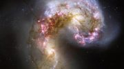 Antennae galaxy shows a multitude of bright young stellar clusters