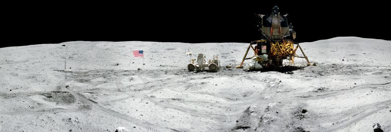 Apollo 12 Lunar Surface Station 10 and Sample 381 Rock Panorama