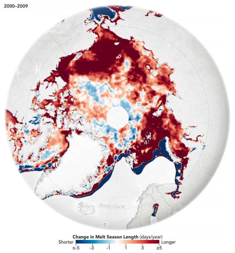 Arctic Melt Season 2000 2009 Annotated