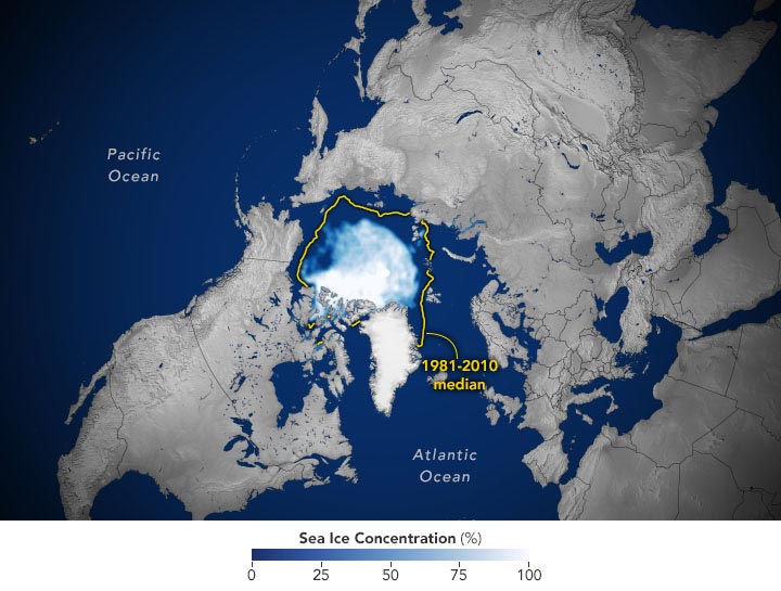 Arctic Sea Ice Annual Minimum Extent 2021 Annotated