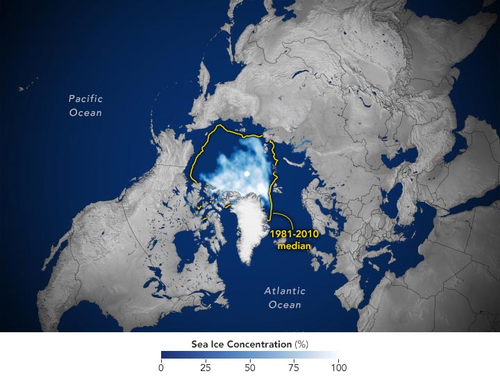 Arctic Sea Ice Annual Minimum Extent 2023 Annotated