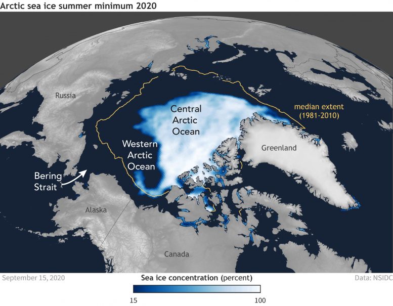 Arctic Sea Ice Summer Minimum 2020