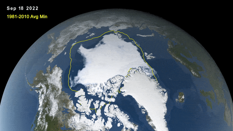 Arctic Summer Sea Ice Minimum Extent 2022