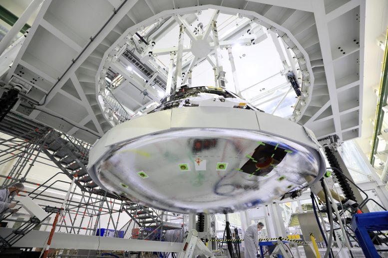 Artemis II Orion Spacecraft Heat Shield Installation