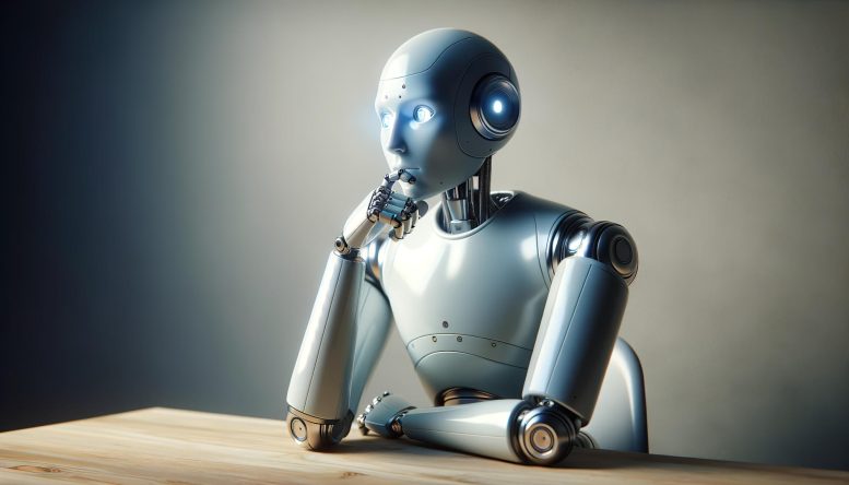 Artificial Intelligence Robot Thinking Desk