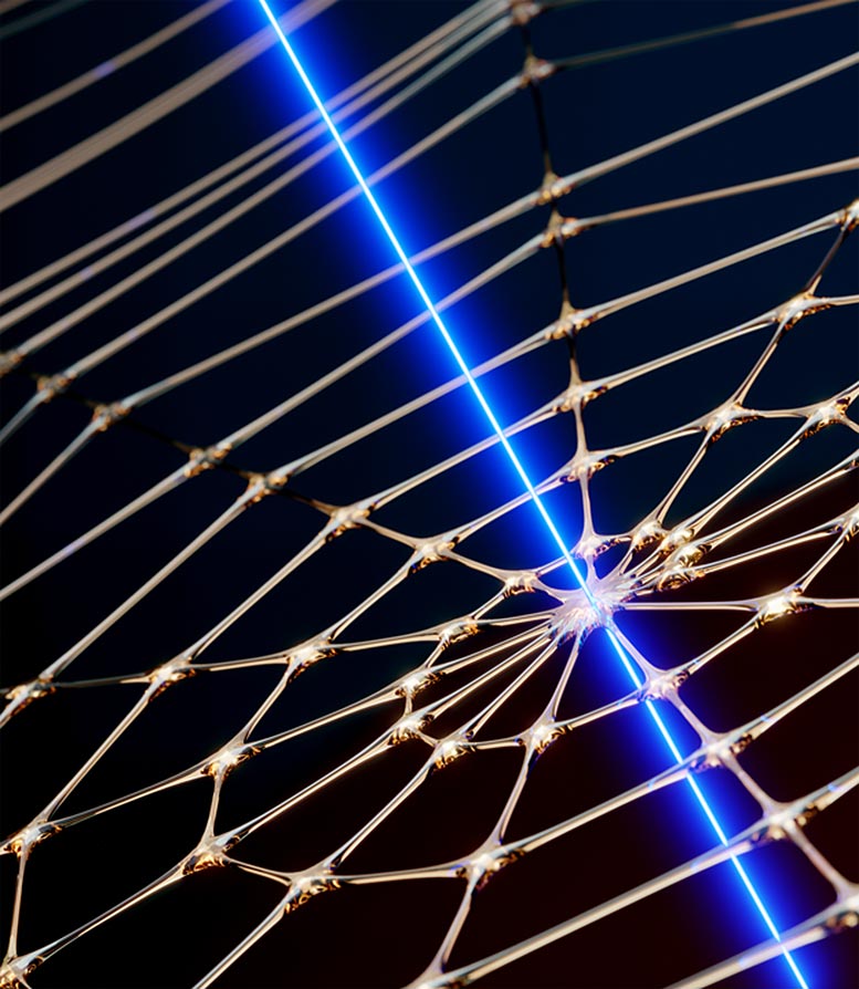 Artificial Spider Web Probed With Laser Light