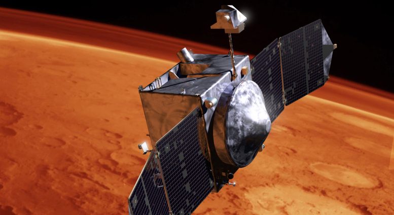Artist Concept of MAVEN and Mars