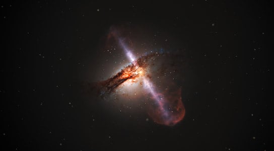 Artist Impression of High-Speed Jets from Supermassive Black Holes