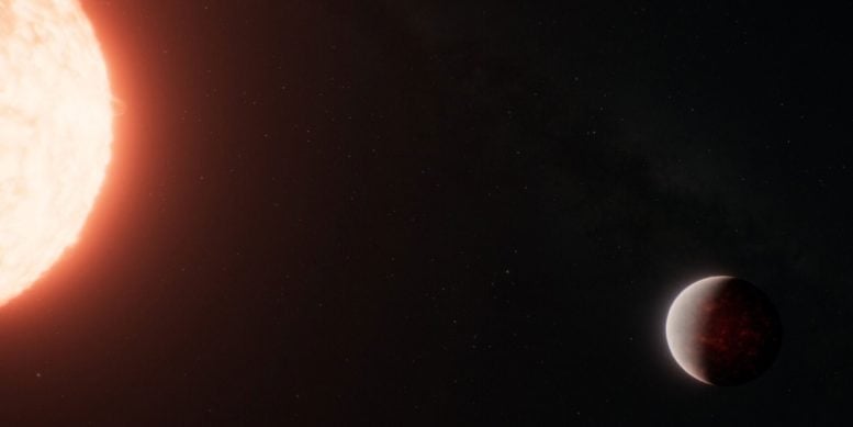 Artist Rendering of Cosmic Sandbar Planet TOI 561b Orbiting Its Star