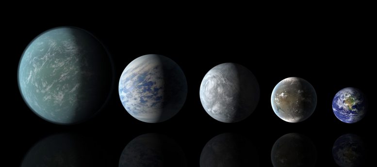 Artist impressions of a Variety of Super Earths