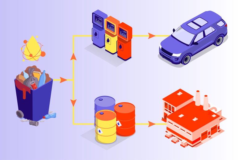 Artistic Illustration of Plastic to Fuel Conversion